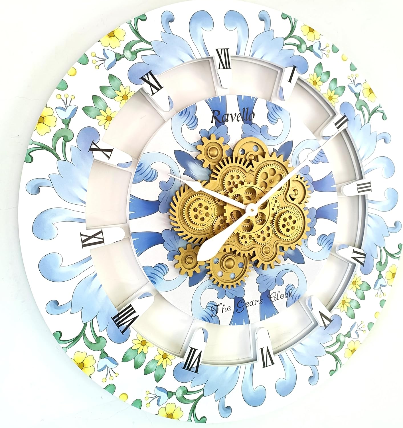 The Gears Clock Wall Clock Italy Collection with Moving Gears (Ravello, 36 inch Round)