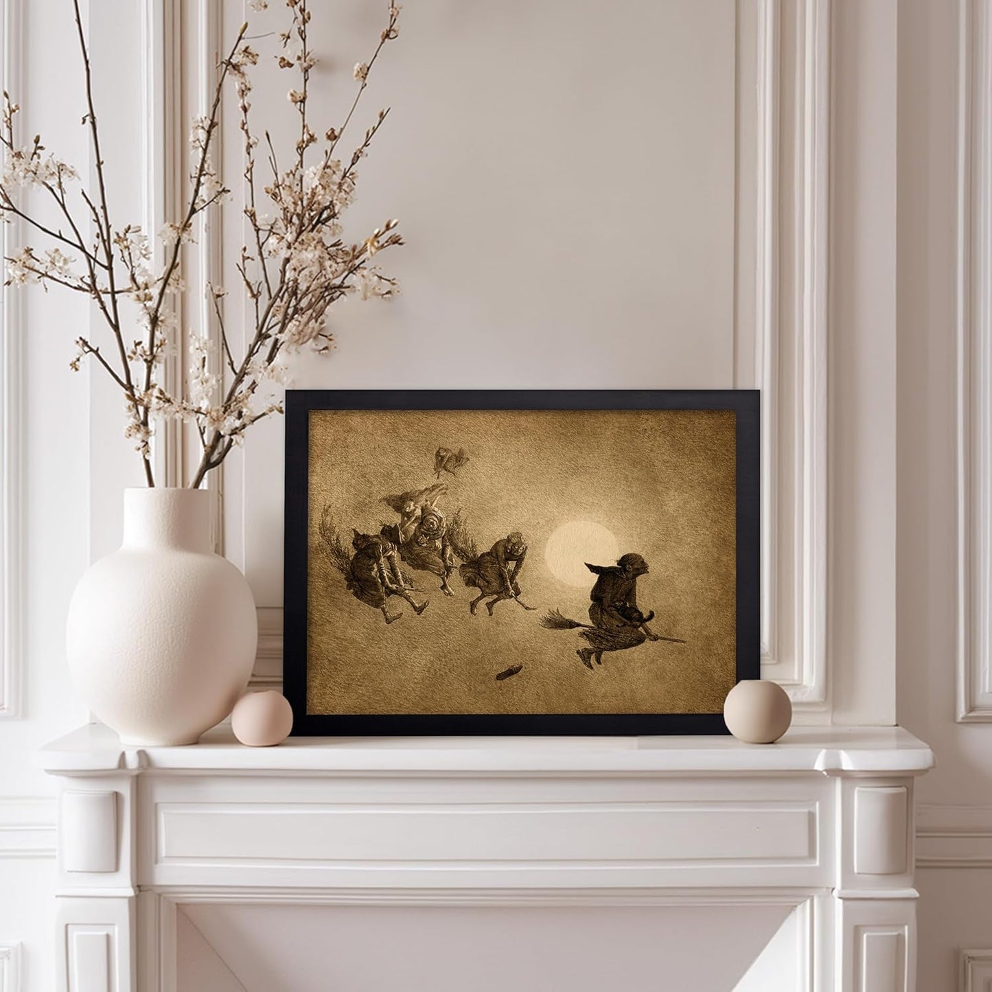 Poster Master Vintage William Holbrook Beard Poster - Retro Occult Print - Gift for Gothic, Horror Fan - The Witches Ride, Pagan, Goth, Magic - Wall Decor for Bedroom, Dorm, 8x10 Black Framed