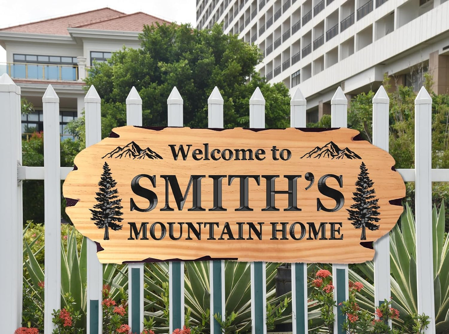 Personalized Cabin Sign - Rustic Wood Welcome Sign for Outdoor, Home Wall Decor,Farmhouse Decor, Custom Backyard Sign,Carved wood sign.3D Carving Wood Sign.