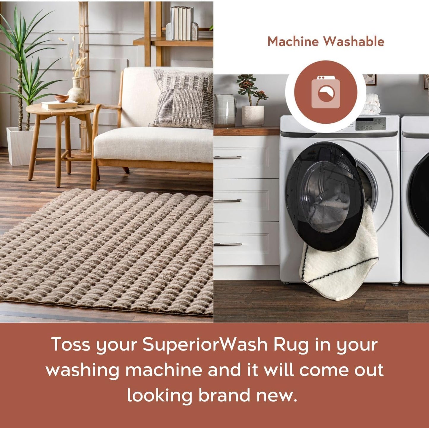 nuLOOM 2' x 8' Cozy Plush SuperiorWash Area Rug, Machine Washable, Non-Slip, Soft Fluffy Shag Carpet for Living Room Bedroom Kids Room Nursery Home Decor, Jeni Taupe