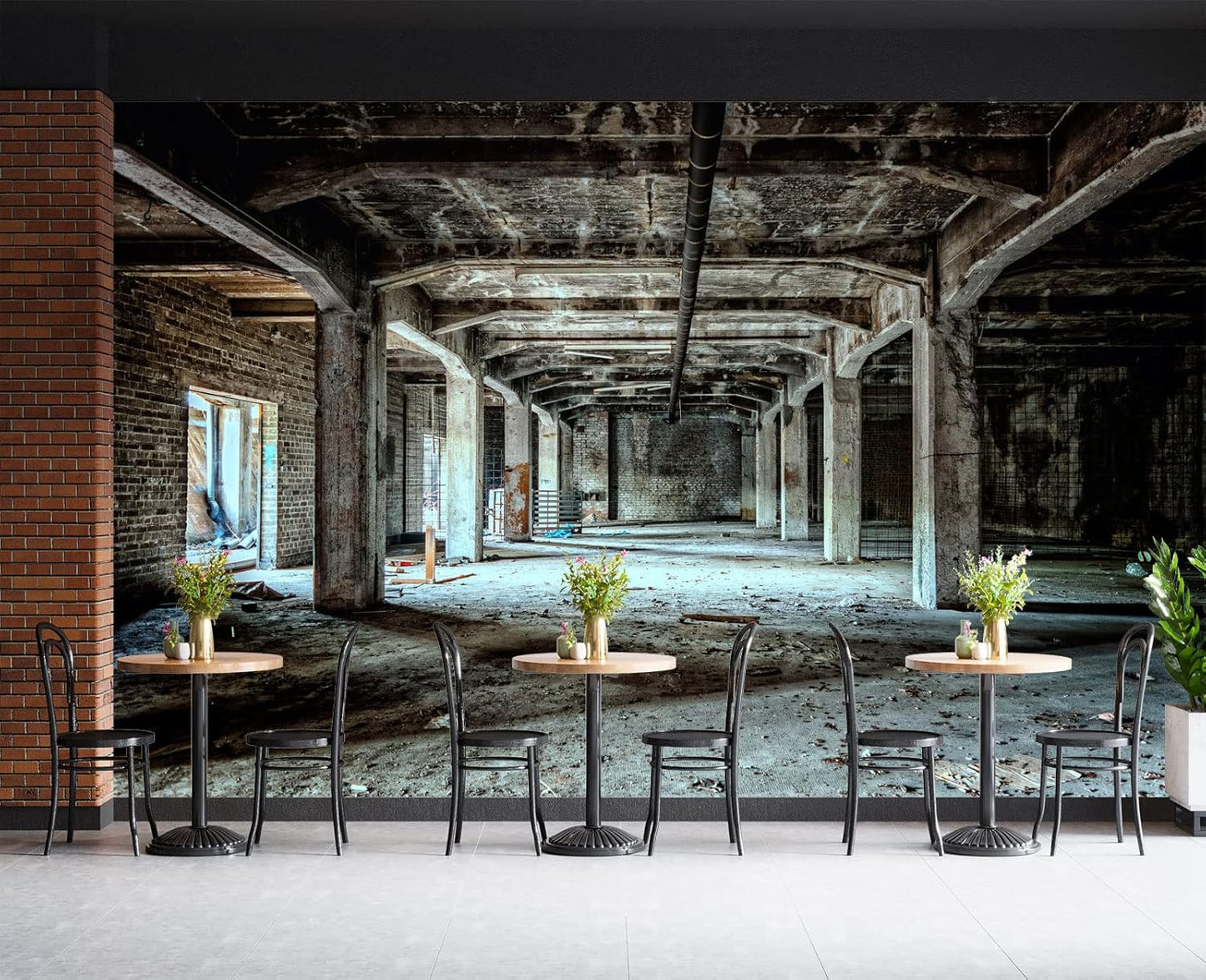 Abandoned Old Factory Buildings Wall Mural Wallpaper 103" x 69"