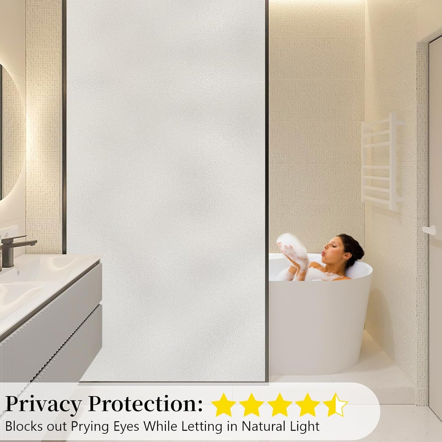 Niviy Frosted Glass Window Privacy Film 41 inch x 315 inch Extra Large Window Film Static Cling Non Adhesive Bathroom Door Decorative Frosting Cover