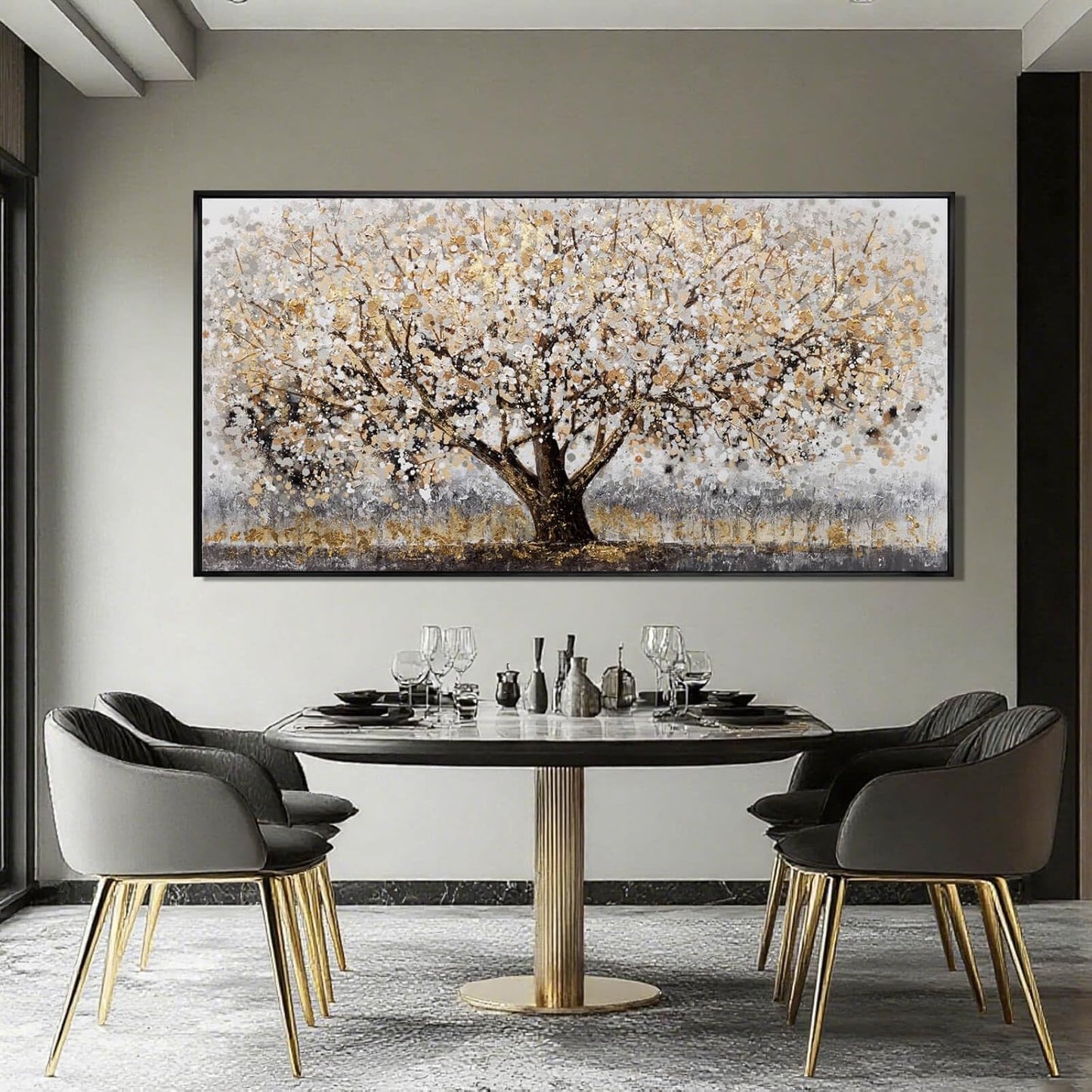 Brown and White Framed Wall Art Floral Wall Prints Botanical Wall Decor Nature Wall Posters 24"x48" Pictures for Bedroom Kitchen Artwork