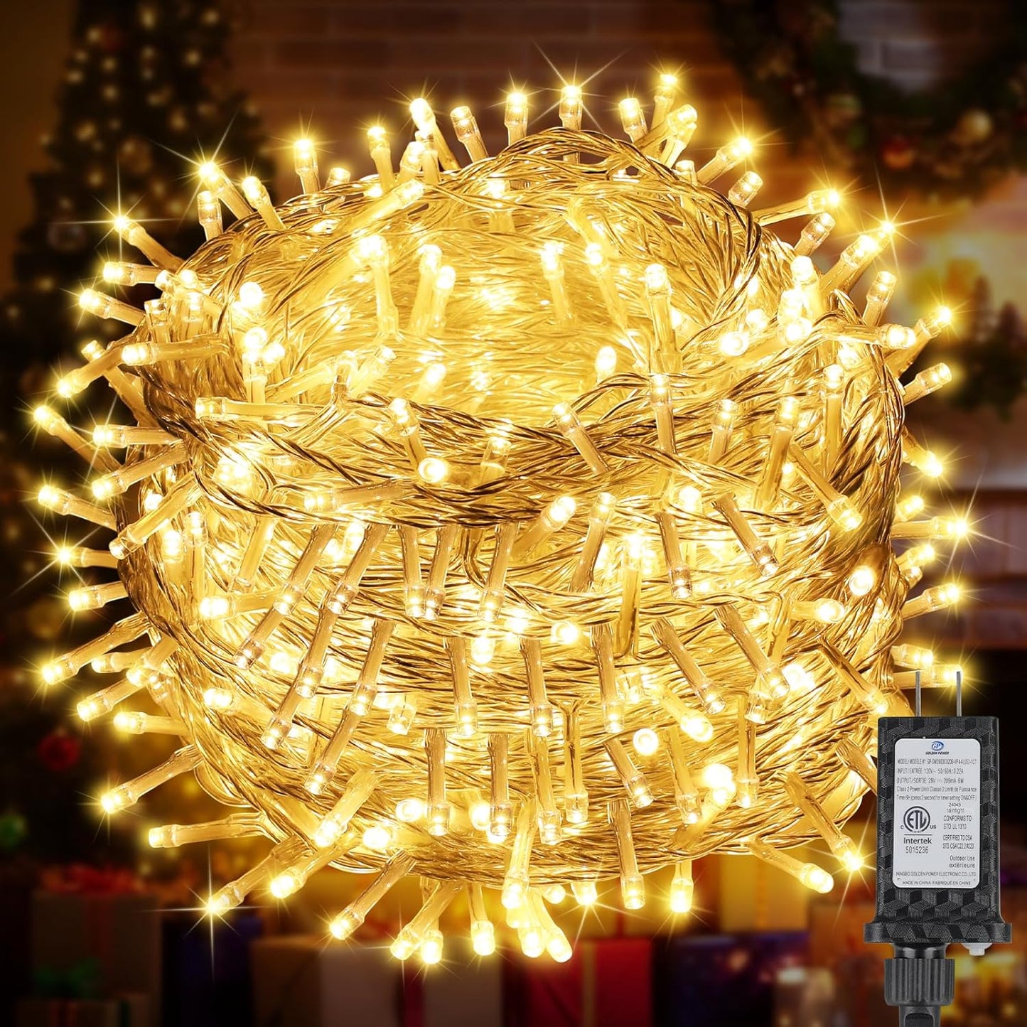 196 FT 600LED Christmas Lights Plug in,Warm White Waterproof Fairy Lights with Timer/8 Modes, Christmas Tree Lights Lighting Outdoor Indoor Garden Party Wedding Christmas Tree Decoration