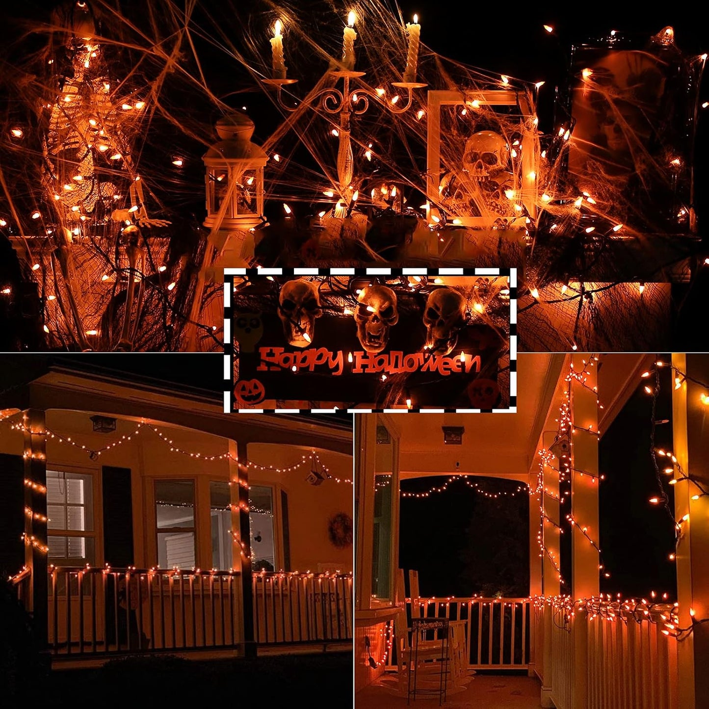 Toodour Orange Halloween Lights, 25ft 100 Count Incandescent Halloween String Lights, UL Certified Connectable Mini Bulbs Orange String Light for Home, Garden, Porch, Party, Indoor Decorations