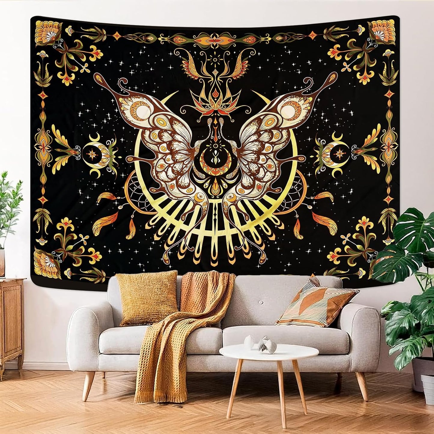 CHDGDHC Butterfly Tapestry - Moth Wall Hanging, UV Resistant, Waterproof, Machine Washable, Lightweight, Psychedelic Bedroom Aesthetic Decor for Bedroom, Living Room, Yoga Room - 60x44 Inch
