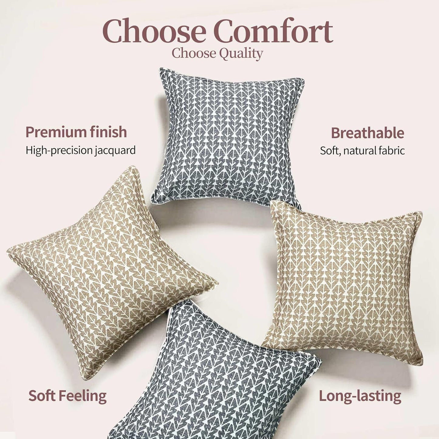 makkey Floral Throw Pillow Covers 20X20 Farmhouse Block Print Pillow Covers Decorative Pillow Covers Couch Pillows for Living Room Vintage Accent Sofa Pillows Set of 2