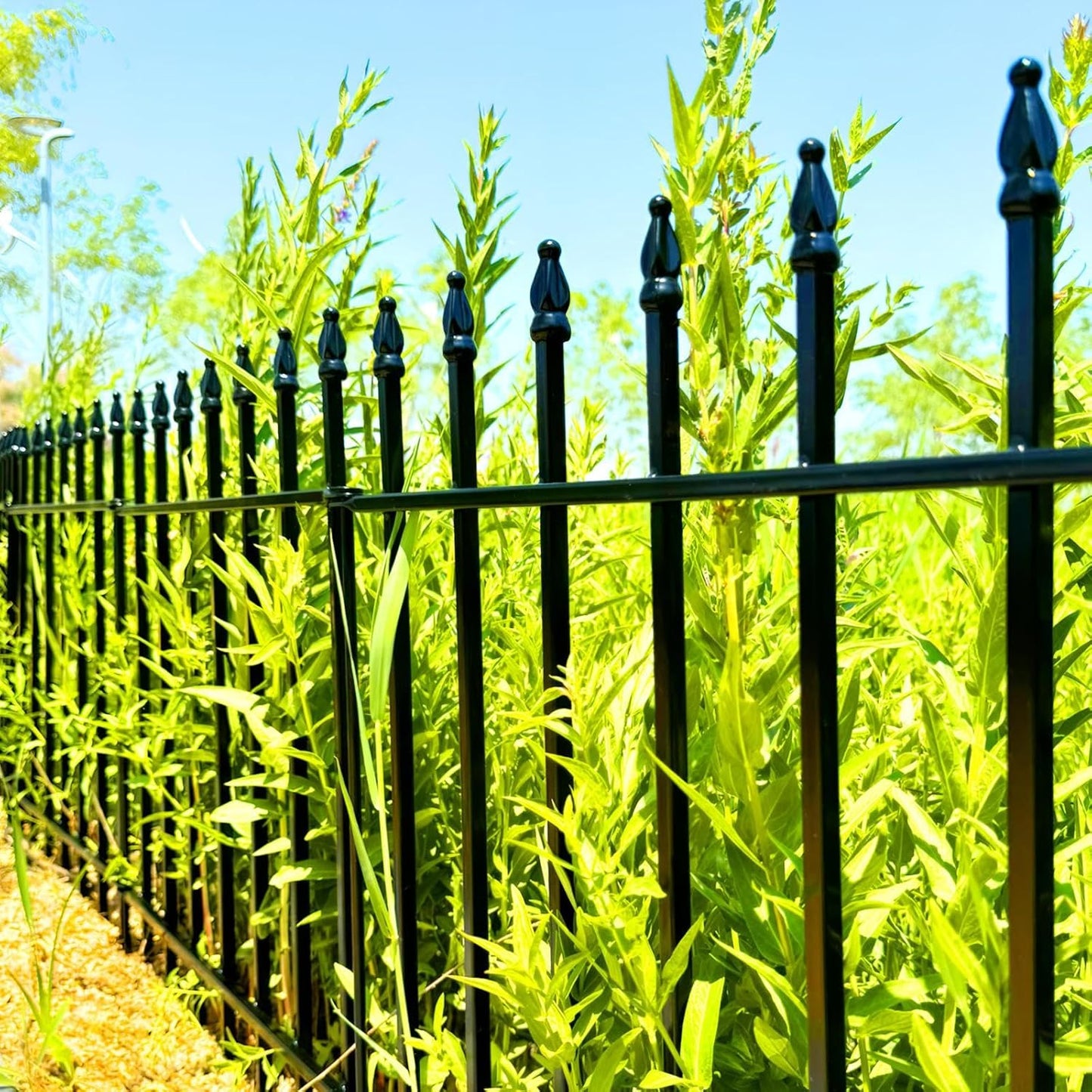 Metal Decorative Garden Fence 24" Wide x 24" High (5 Panels, Total Length 10 feet), Metal Border Folding Fence, Landscape Fencing Dog Fence Pet Fence for Flower Bed, Yard, Animal Barrier
