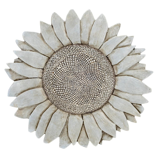 NAT & Jules Sunflower Shaped Dimensional Indoor Outdoor 12 inch Cast Resin Decorative Garden Stepping Stone, Patio, Walkway Sculpture Yard Art, Stone Grey