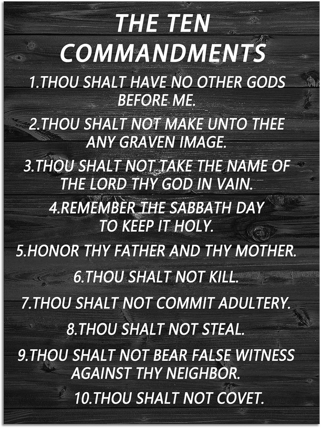 Inspirational Canvas Wall Art The Ten Commandments Quote Motivational Christian Religion Poster Inspirational Canvas Painting Prints Artwork Wall Pictures Office Home Wall Decor Framed [30''Wx 40''H]