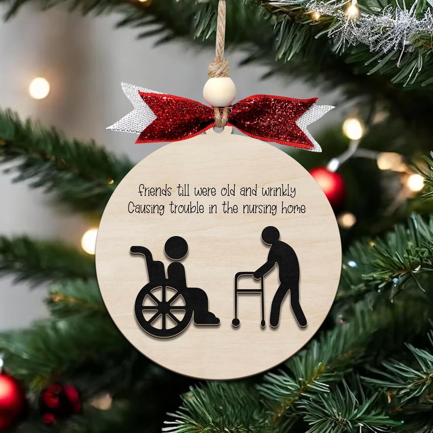 Funny Christmas Ornaments 2024, Unique Christmas Ornaments, Funny Christmas Gag Gifts for Men Women, Friends, Wooden Ornaments for Christmas Tree, Funny Ornaments for Adults