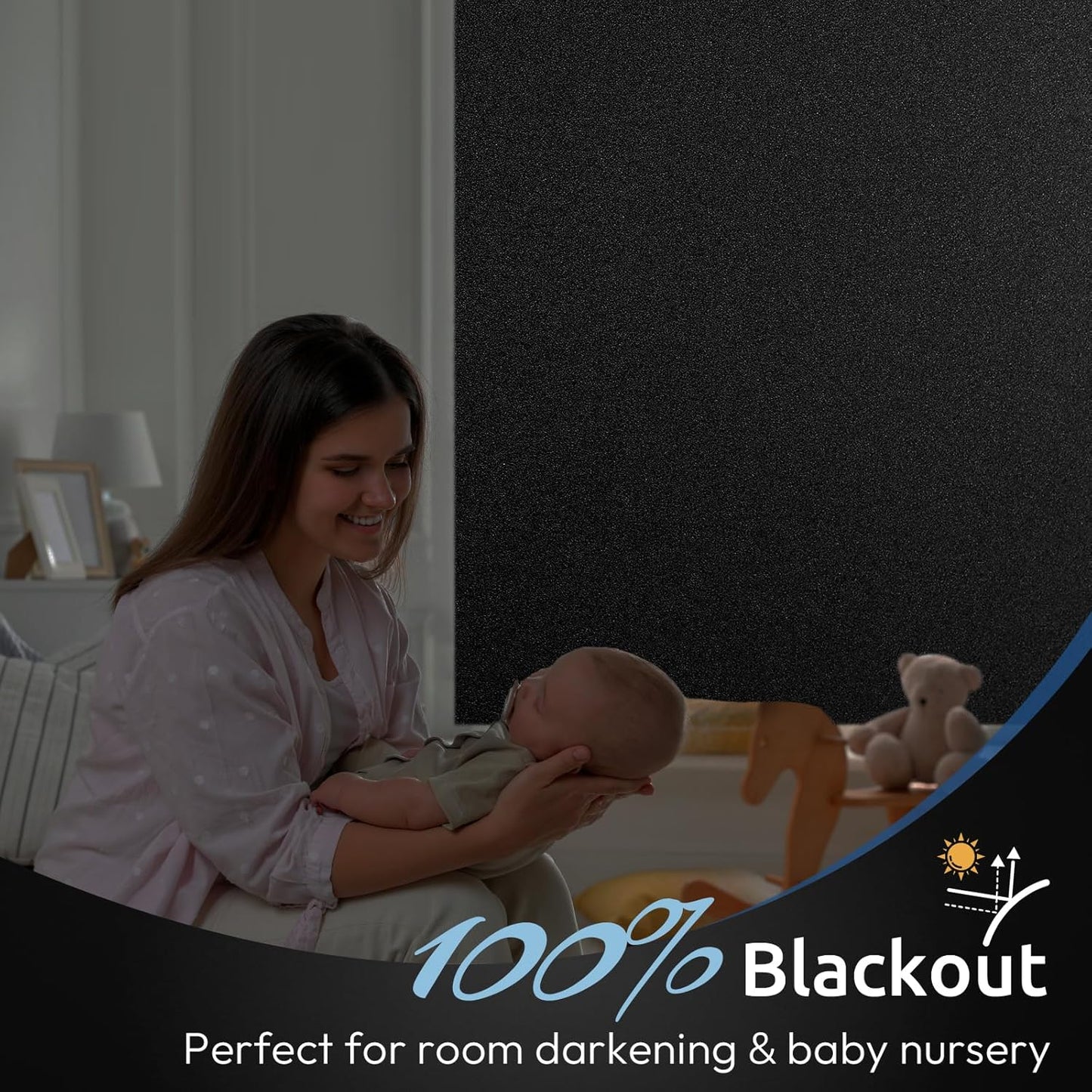rabbitgoo Blackout Window Film, Sun Heat Blocking Privacy Cover for Glass, Removable Opaque Room Darkening Dark Black Out Window Covers Tint Shades for Home Day Sleep Light Blocker 23.6 x 157 Inches