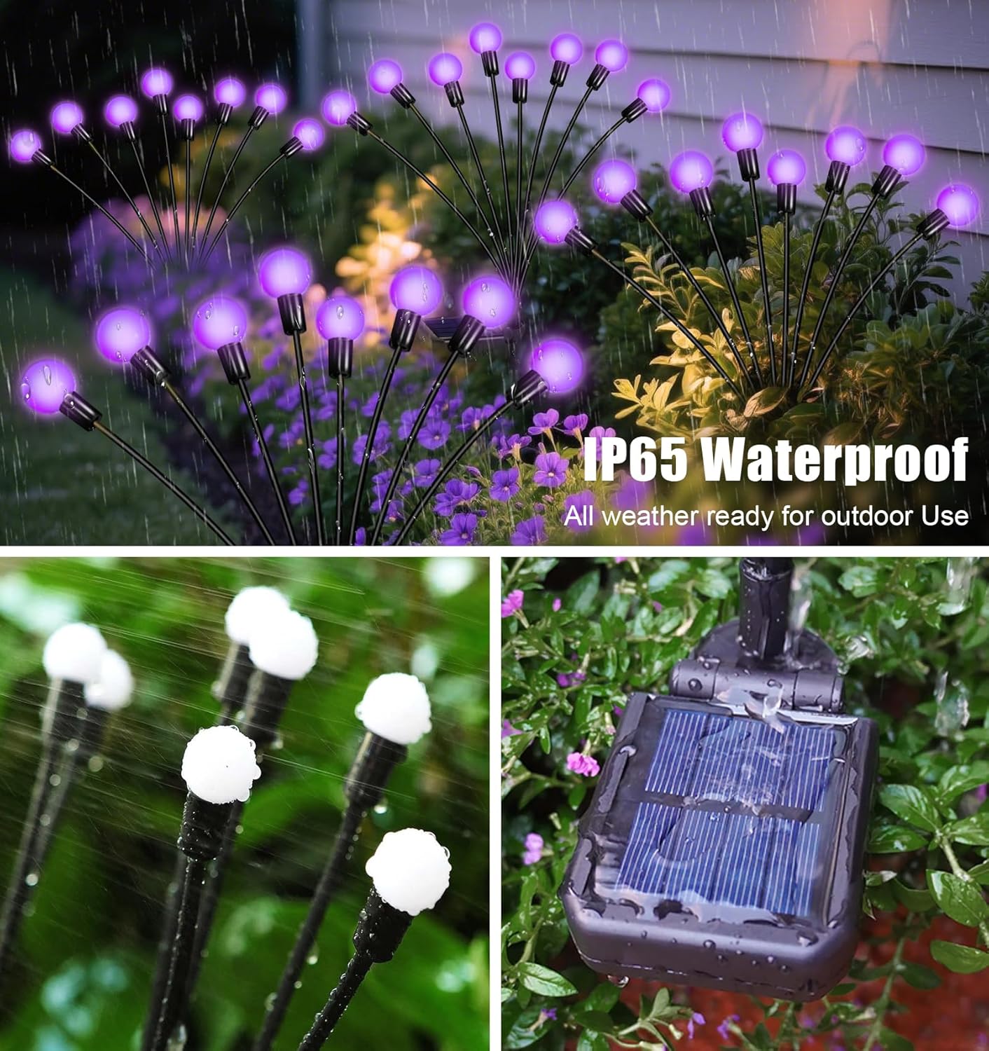 Solar Lights Outdoor Garden Purple – 36 LEDs Solar Firefly Lights, Purple Swaying Lights Outdoor Waterproof, 6 Pack 6 Heads Garden Decorative for Yard Patio Pathway Lawn Decorations