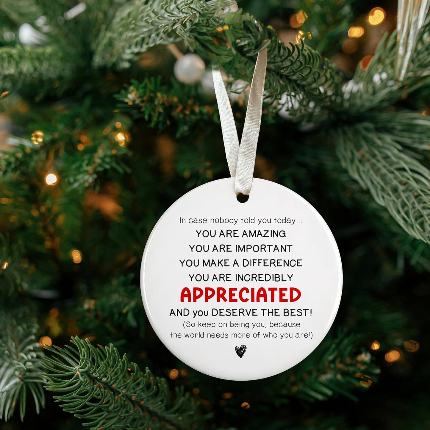 Inspirational Christmas Ornaments, Motivational Christmas Ornaments - Thank You Ornament for Tree - Inspirational Gifts for Women, Motivational Positive Gifts - Ceramic Ornament 2025