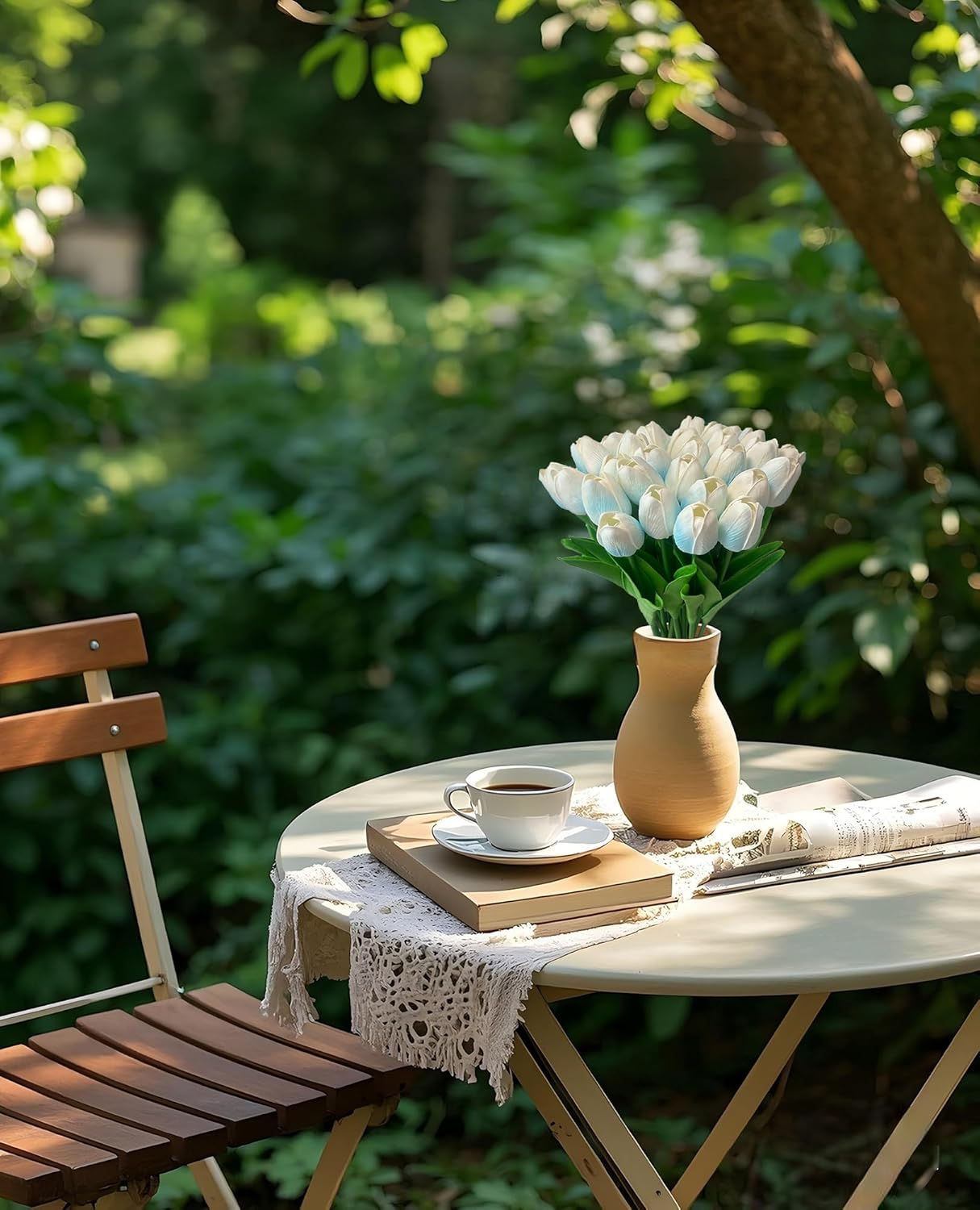 15 Pcs Fake Tulips Artificial Flowers Real Touch PU Faux Flowers Tulip Stems for Wedding Bouquet Floral Arrangement Home Party Office Decorations Mother's Day