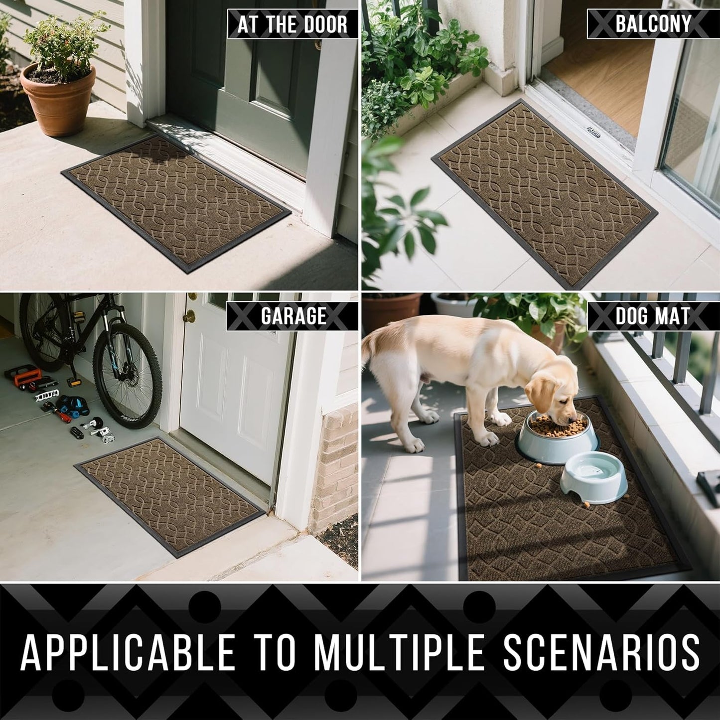 Yimobra Front Door Mat Outdoor Indoor 47x32, All-Season, All-Weather, Heavy Duty Welcome Door Mats Outside Entrance, Non Slip Porch Patio Entrance Mat, Brown