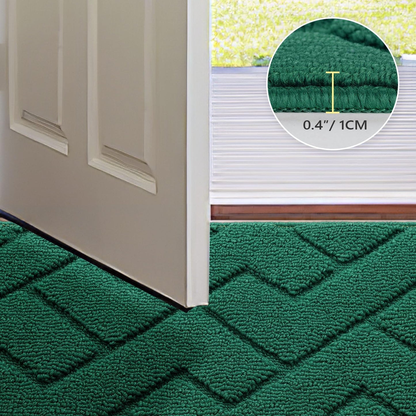 hicorfe Indoor Door Mat,Non Slip Door Mats,32"x48" Front Back Door Mat Rubber Backing,Absorbent Resist Dirt Entrance Inside Floor Mats for Entryway Washable Low-Profile(Evergreen)
