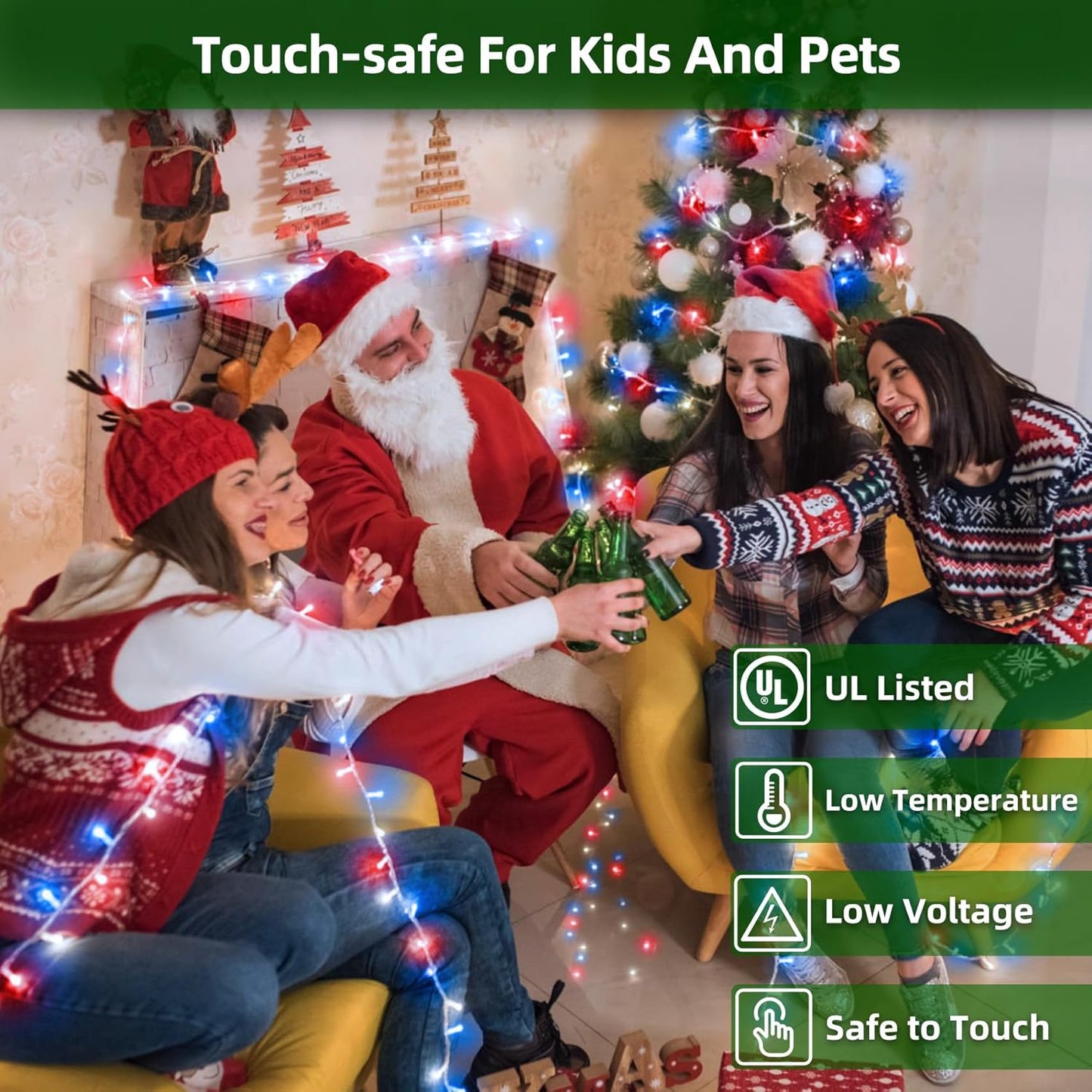 1500 LED 470FT Christmas Lights Outdoor,12 Lighting Modes Christmas String Lights with Timer, Dimmable Plug in Red White and Blue LED StringLights Waterproof for Yard Tree Wedding Party Holiday