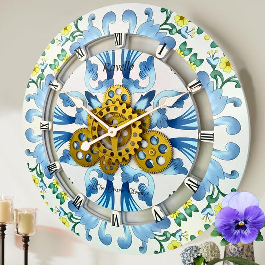 The Gears Clock Wall Clock Italy Collection with Moving Gears (Ravello, 24 inch Round)