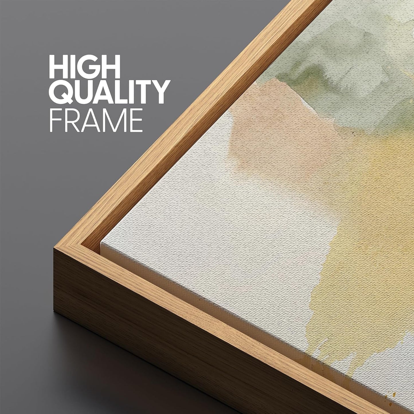 MUDECOR Large Framed Canvas Print Wall Art Serene Watercolor Landscape in Green and Yellow Tones Antique Retro Fine Art Illustrations Decorative Colorful for Bedroom - 60"x20"