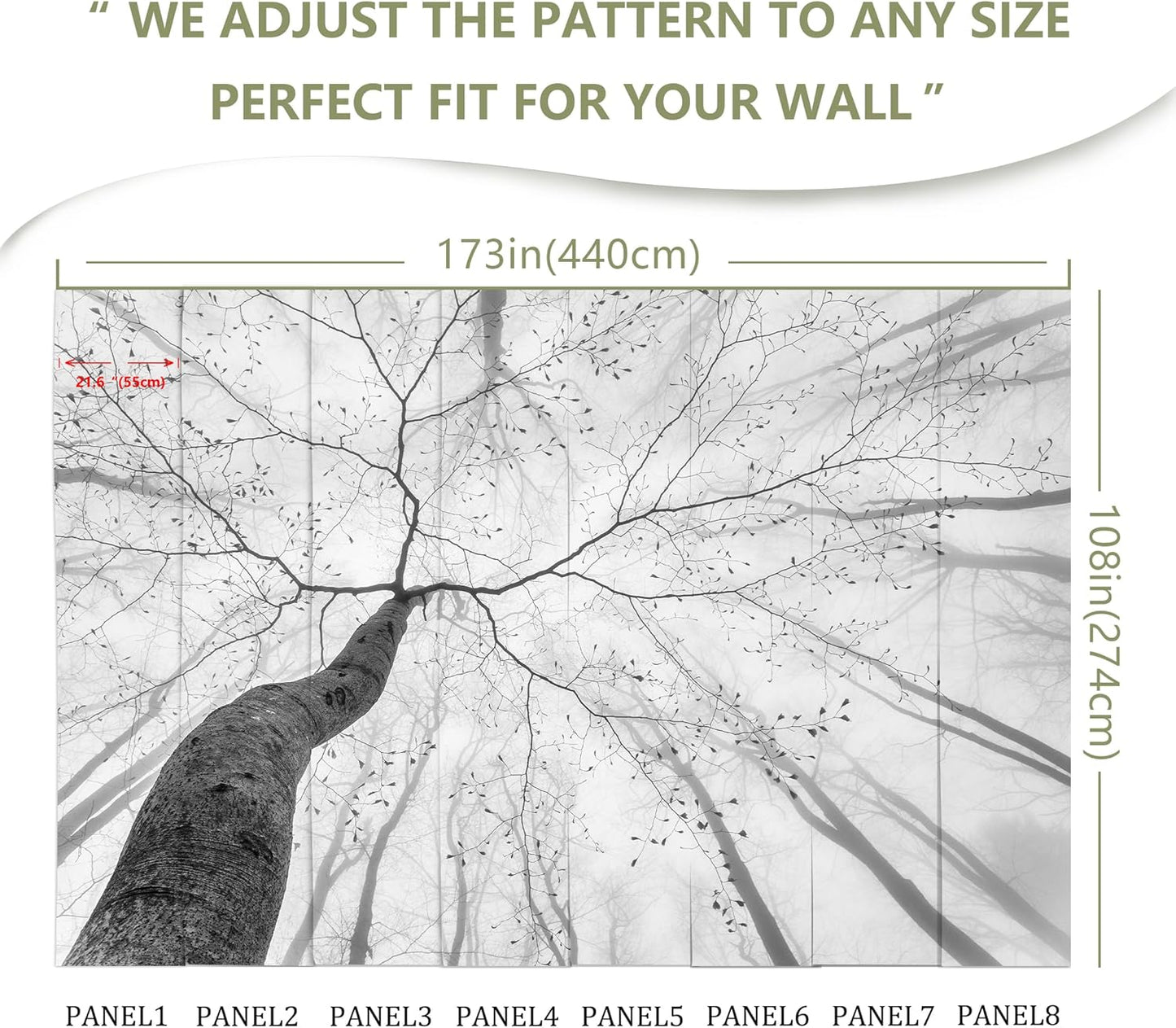 Gray Forest Woodland Wallpaper Mural for Bedroom Living Room (Not Peel n' Stick)