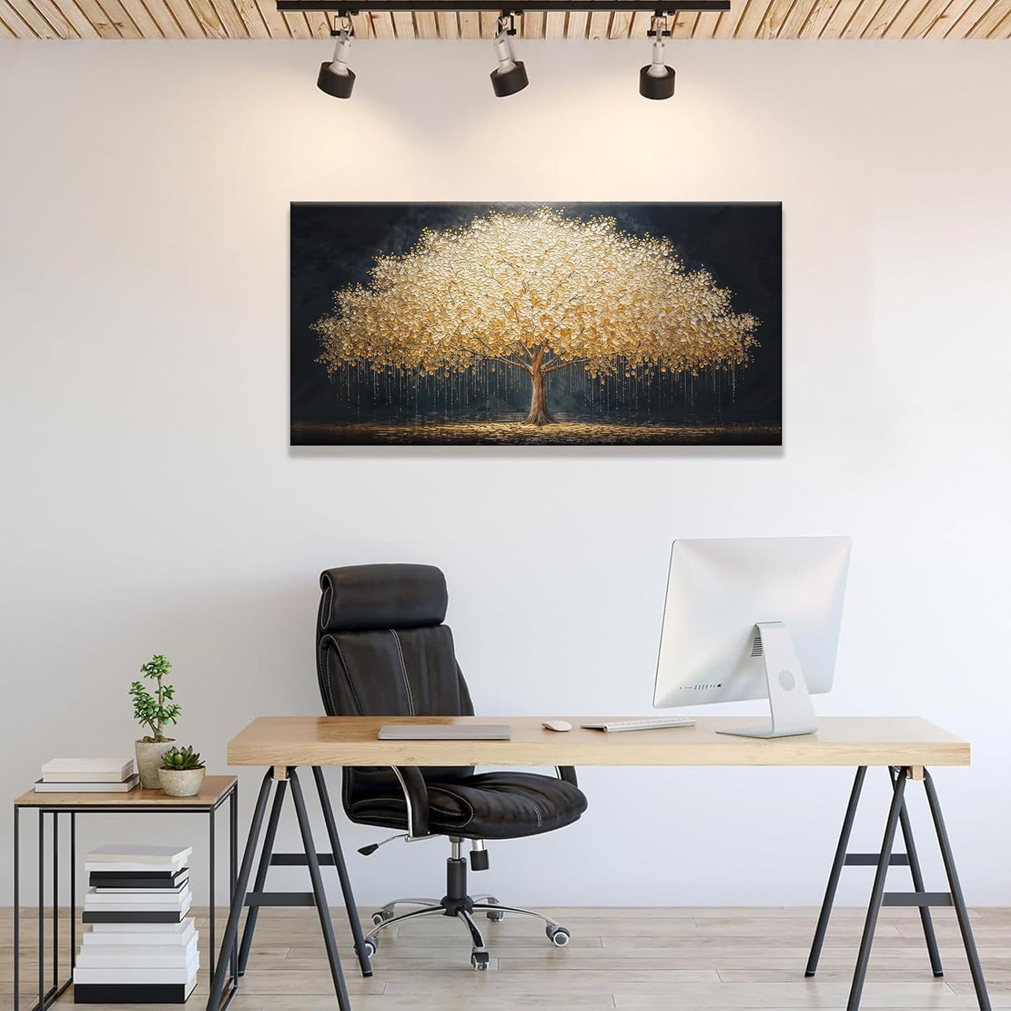 Canvas Wall Art Decor Gold Tree Of Life Abstract Wall Decor Artwork Canvas Prints Painting Gold Tree Wall Art Pictures For Bedroom Dining Room Home Office Artwork 20"X 40" Ready To Hang