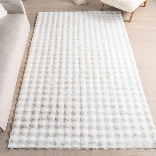 nuLOOM 7'6' x 9'6' Cozy Plush Area Rug, Machine Washable, Non-Slip, Soft Fluffy Shag Carpet for Living Room Bedroom Kids Room Nursery Home Decor, Jeni White