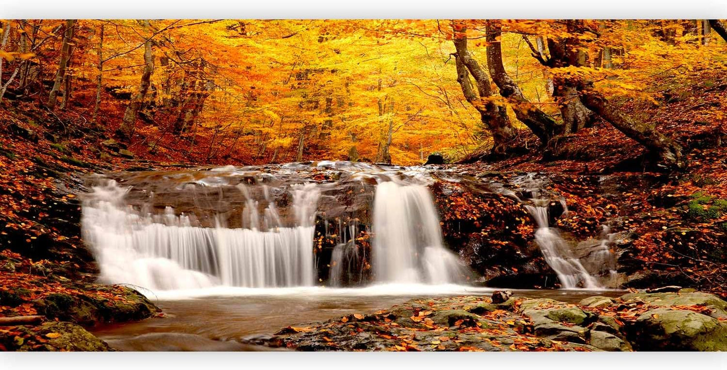 artgeist Wall Mural Peel and Stick Waterfall 212x98 in - XXL Self-Adhesive Corner Wallpaper Removable Large Sticker Foil Angle Wallpaper Wall Decor Print Nature Landscape Forest Tree c-B-0472-a-a