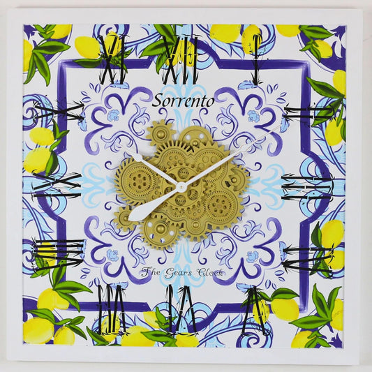 The Gears Clock Wall Clock Italy Collection with Moving Gears (Sorrento, 36 inch Square)