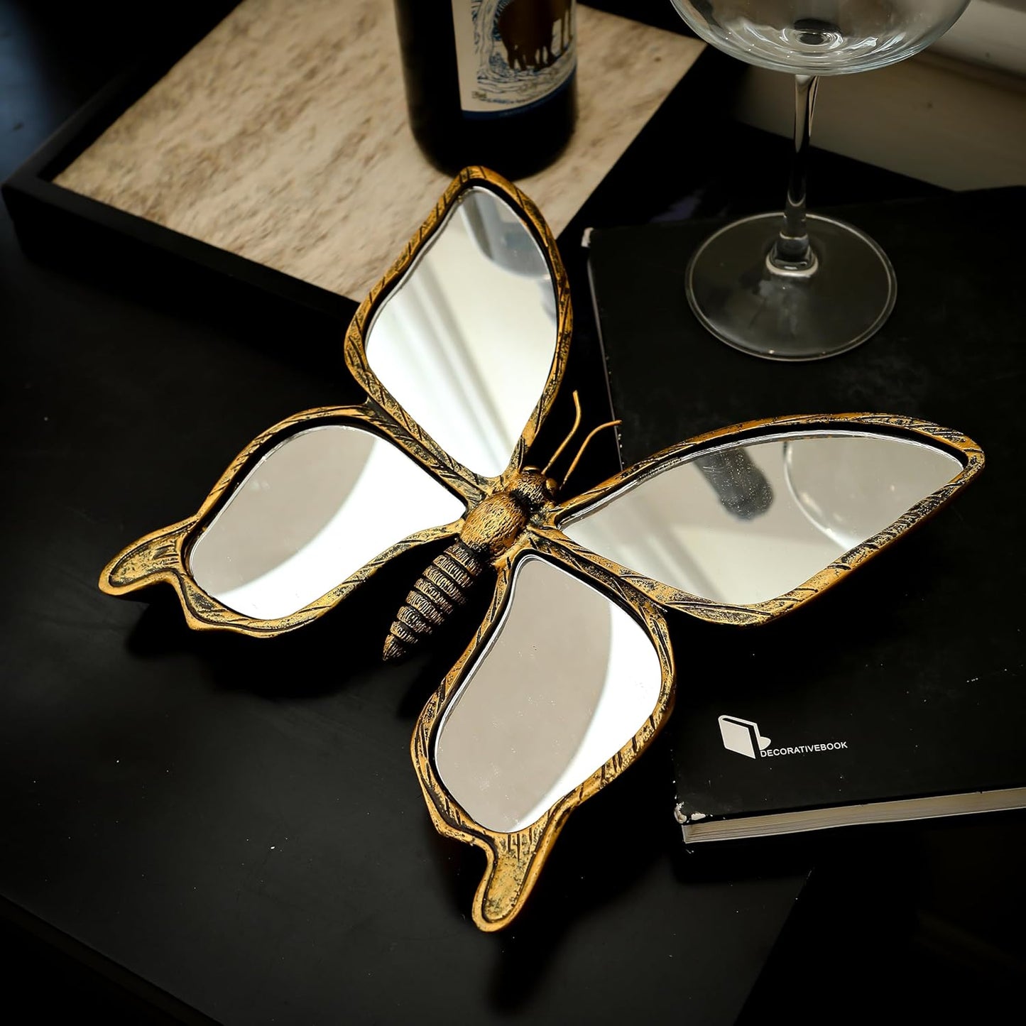 Decorative Bug Insects Animals Beetle Mirrors - Gold Resin Butterfly Glass Wall Decor, Perfect for Victorian and European Themed Homes