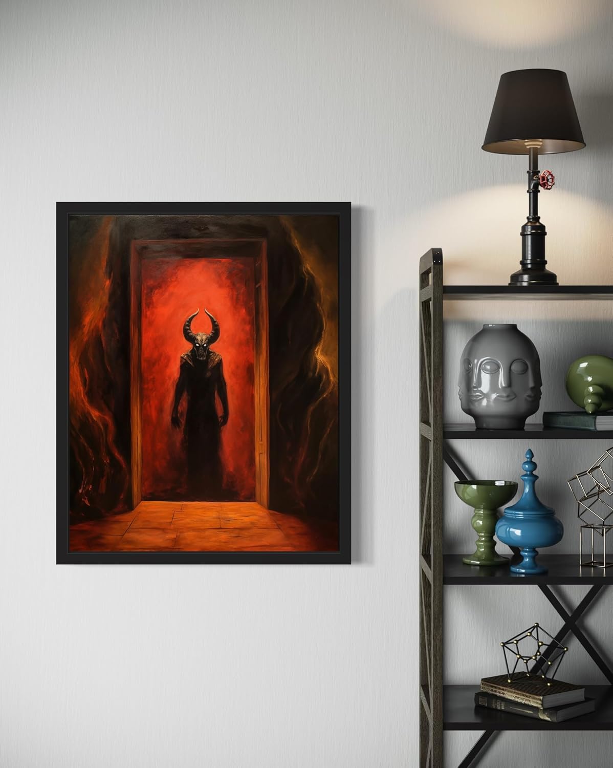 Satan and Hell Poster Art Print, Halloween Scary Vintage Wall Art Academia Spooky Painting Decoration for Horror Prints, Gothic Posters Bedroom Decor 89 (Satan and Hell, 16 x 20 inches, Unframed)