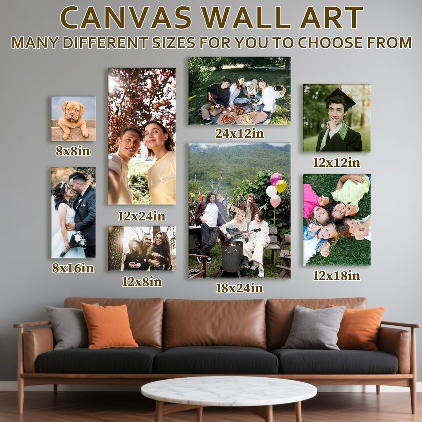 Custom Canvas Prints with Your Photos - Personalized Pictures Print, Customized Photo Gifts, Wall Art Poster Canvas Printing for Wedding, Family, Baby, Pets, Home Office Decor, Wrapped Frame 30x40