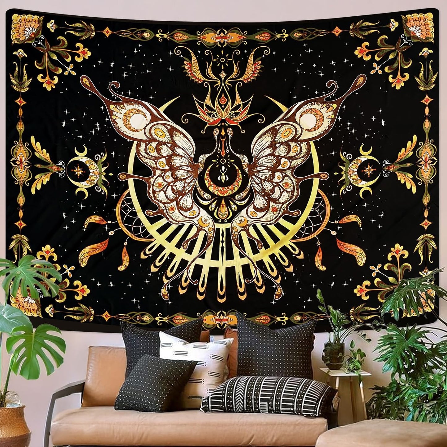 CHDGDHC Butterfly Tapestry - Moth Wall Hanging, UV Resistant, Waterproof, Machine Washable, Lightweight, Psychedelic Bedroom Aesthetic Decor for Bedroom, Living Room, Yoga Room - 59.1x49.2 Inch