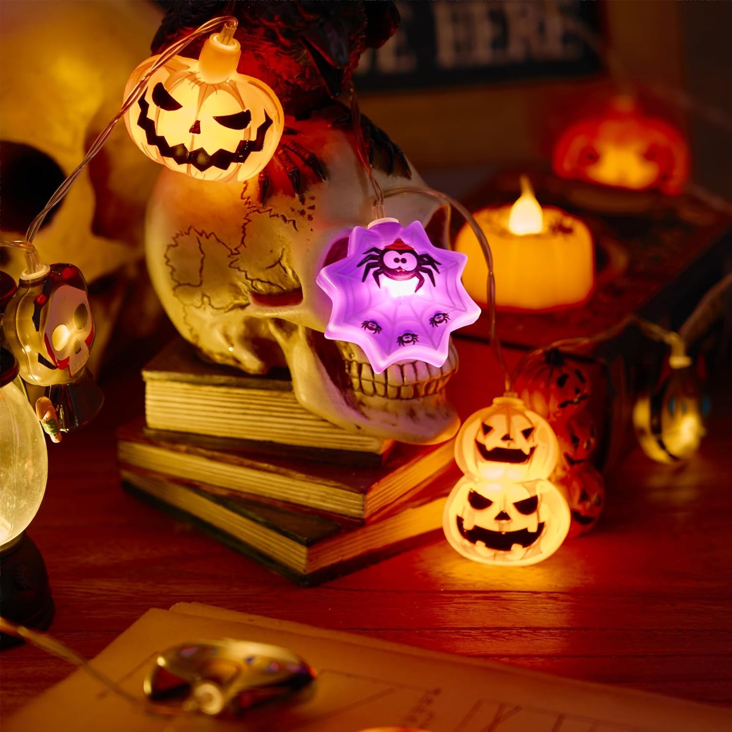 LOLStar Halloween String Lights Decorations, 9.8FT 20 LED Halloween Fairy Lights, Battery Operated (Not Included) with Timer Function and 8 Flashing Modes, Cute Booday Lights 2025 Home Indoor Decor