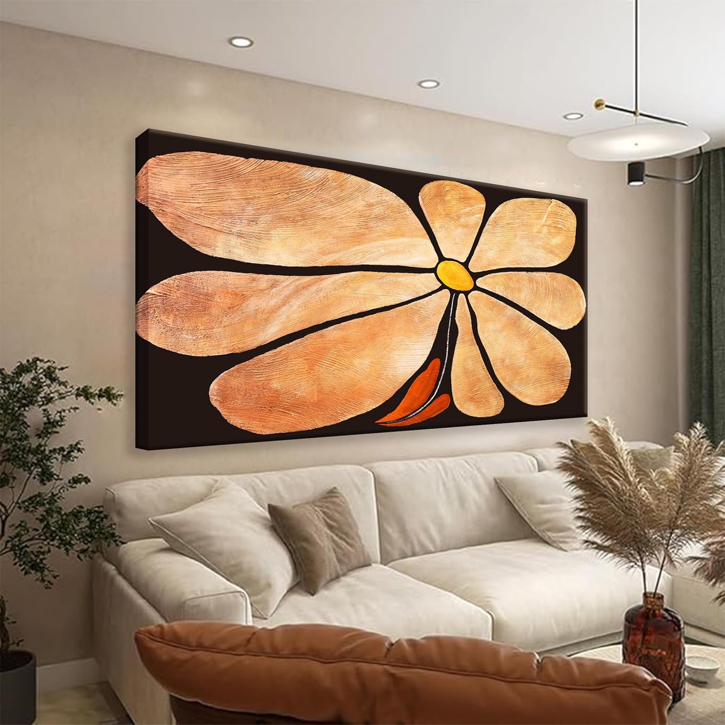 Flower Abstract Wall Art Canvas Art Wall Decor Prints Picture Landscape Flowers Painting Brown Floral Wall Art Bedroom Bathroom Office Home Wall Decor 20"X40"Ready To Hang