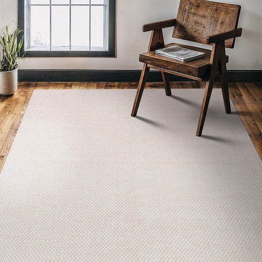 CAMILSON Easy Jute Rug 4x6, Indoor Outdoor Off-White Farmhouse Area Rugs for Living Room Patio and Kitchen Rug, Solid Woven Design, Easy-Cleaning, Washable Outside Carpet Alfombras (4 x 6)