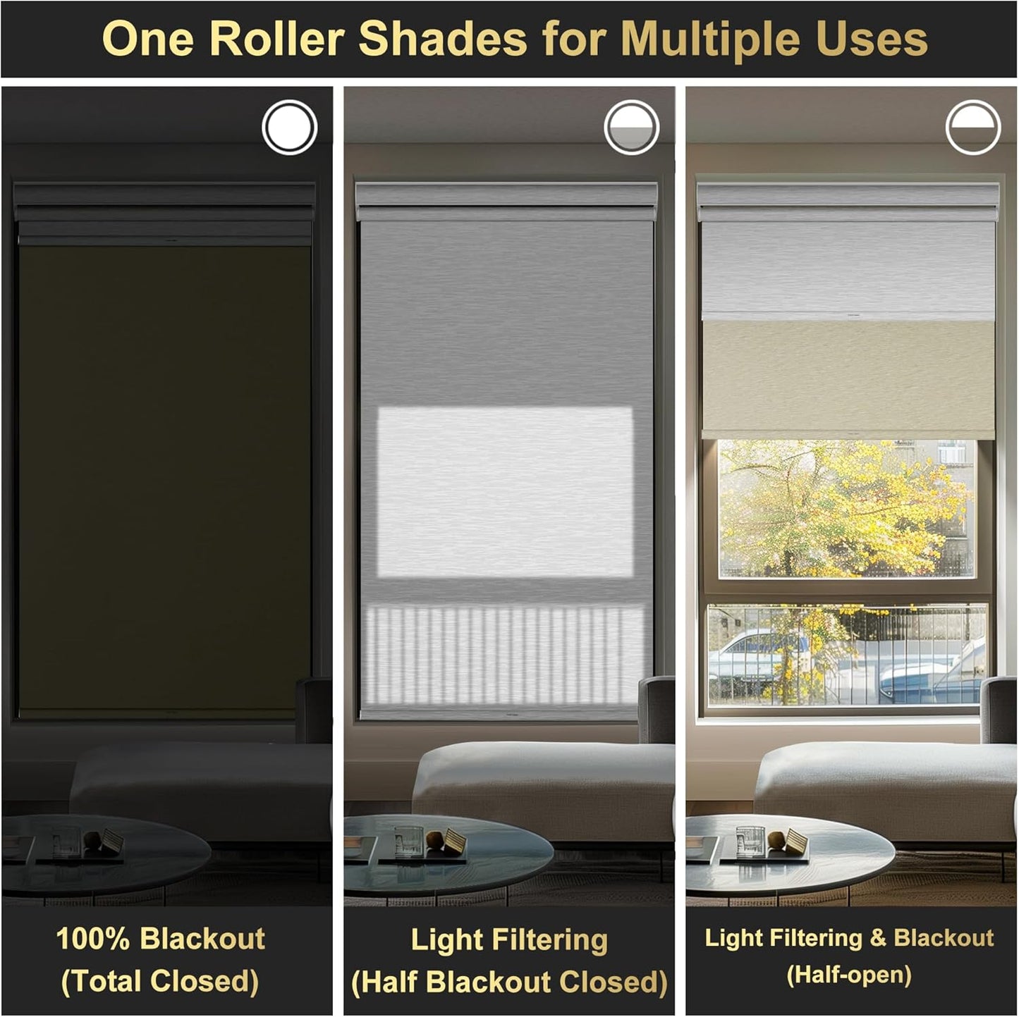 BERISSA Cordless Dual Roller Shades with Cassette Valance, Double Window Shades - Blackout and Light Filtering, Day and Night for Home Office Door. Beige and White. 78 W x 56" H