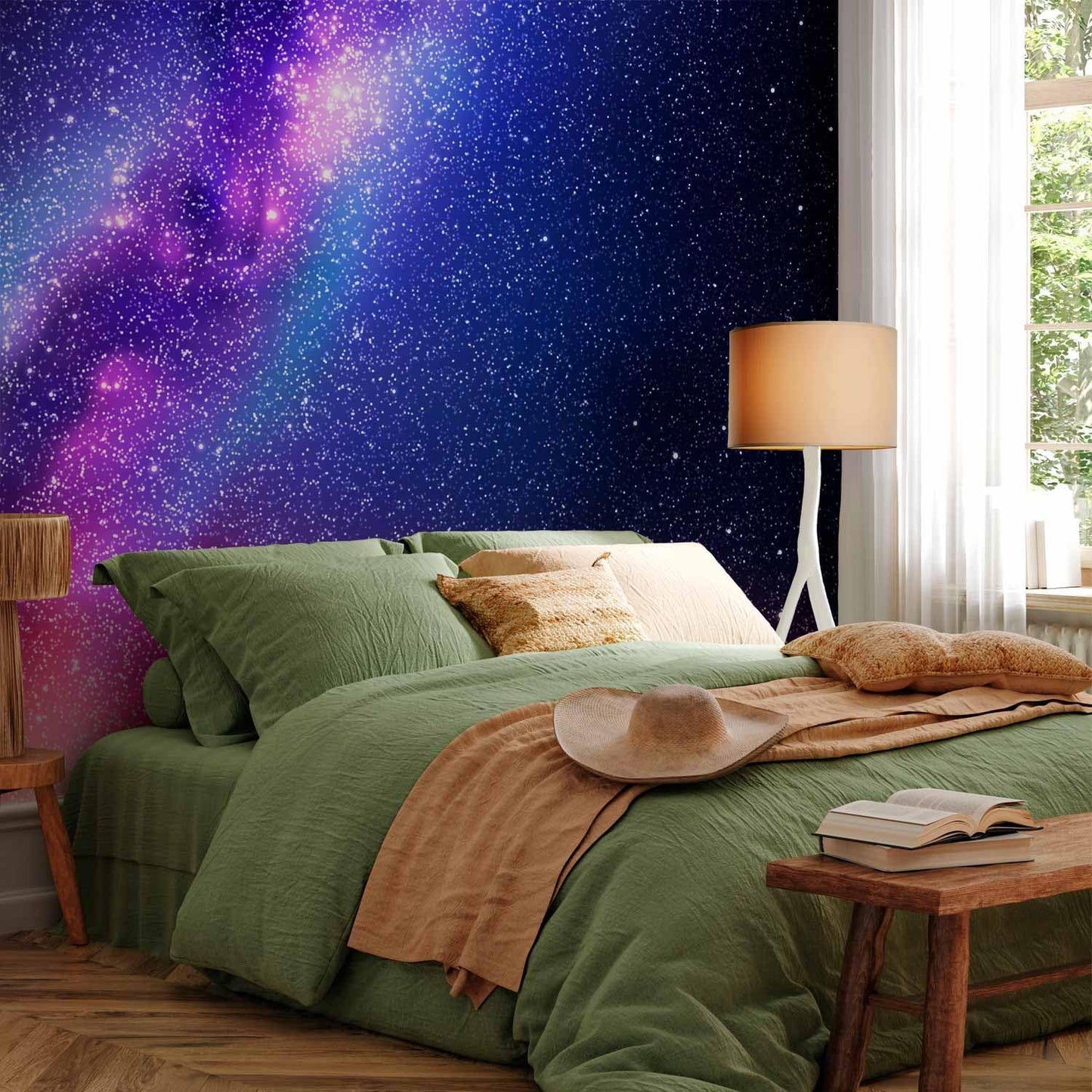 artgeist Premium Wall Mural Galaxy 177x124 in - XXL Non-Woven Wallpaper Fleece Wall Decor Photo Print Picture Image Abstract Space Sky Star Cloud Violet f-C-0487-a-a