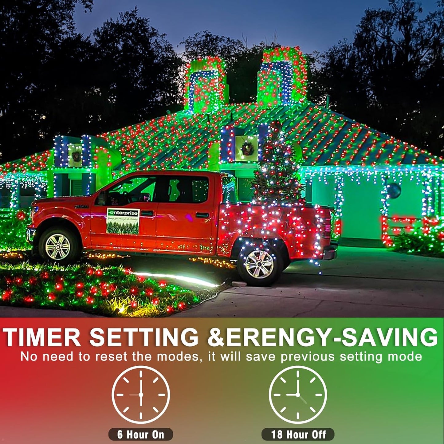 250 LED Christmas Lights Outdoor,82ft Red and Green String Lights for Bedroom Clear Wire, 8 Modes Plug in Waterproof Fairy String Lights with Timer Memory for Tree Christmas Halloween Decorations