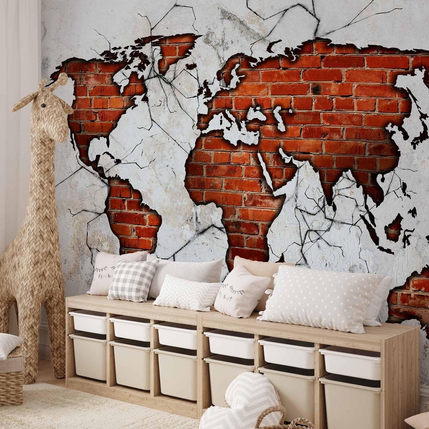 artgeist Premium Wall Mural World Map 98x69 in - XXL Non-Woven Wallpaper Fleece Wall Decor Photo Print Picture Image Design Map of The World k-A-0495-a-a