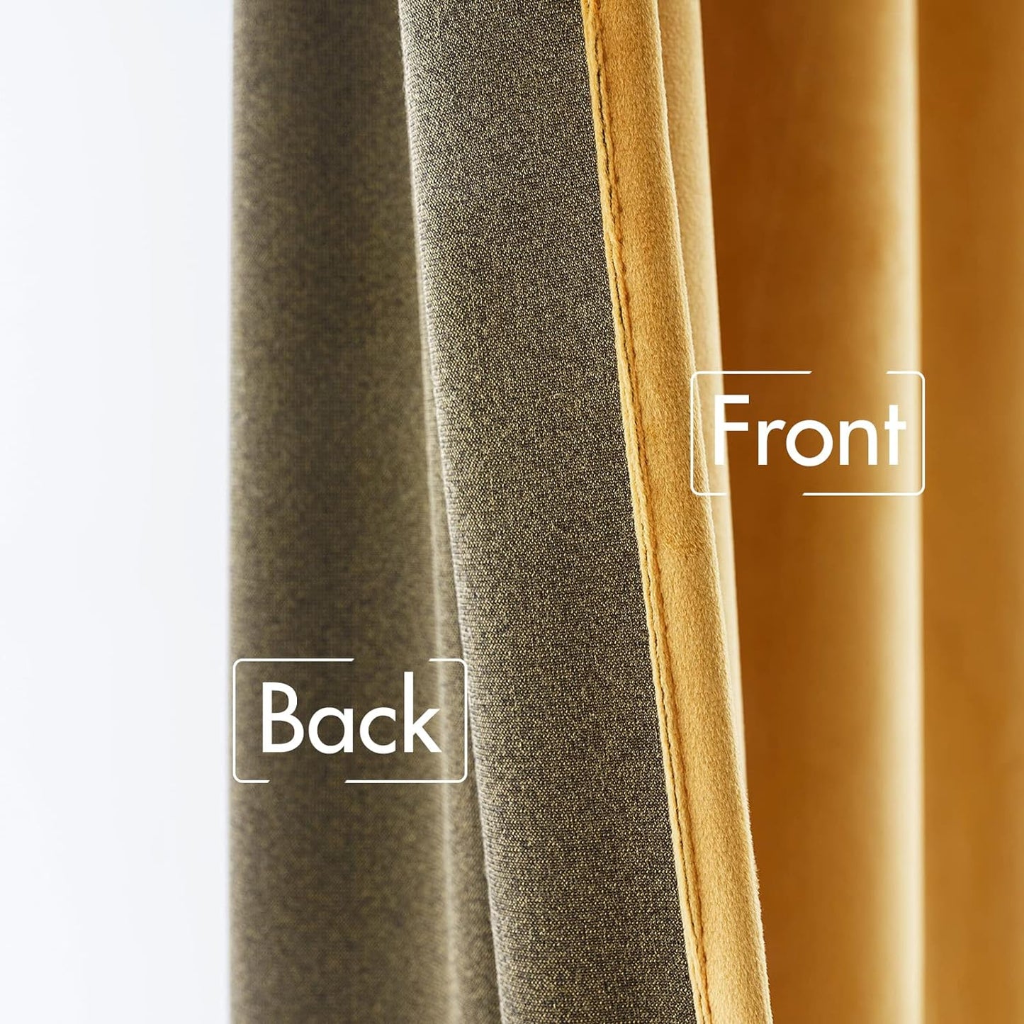 MIULEE Mustard Yellow Velvet Curtains 84 Inches Long 2 Panels - Pinch Pleated Room Darkening Curtains for Bedroom Living Room Blackout Thermal Insulated Super Soft Fall Window Drapes Back Tab