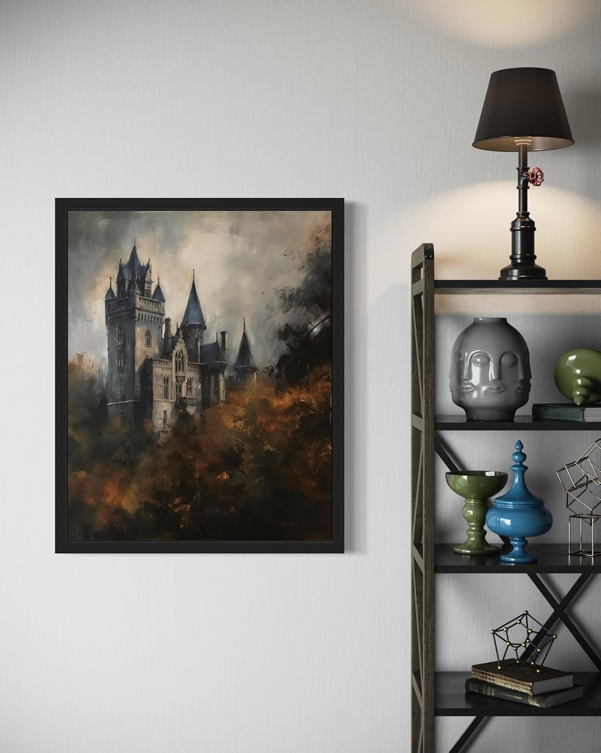 Old Castle Poster Art Print, Halloween Scary Vintage Wall Art Academia Spooky Painting Decoration for Horror Prints, Gothic Posters Bedroom Decor 89 (Old Castle, 16 x 20 inches, Unframed)
