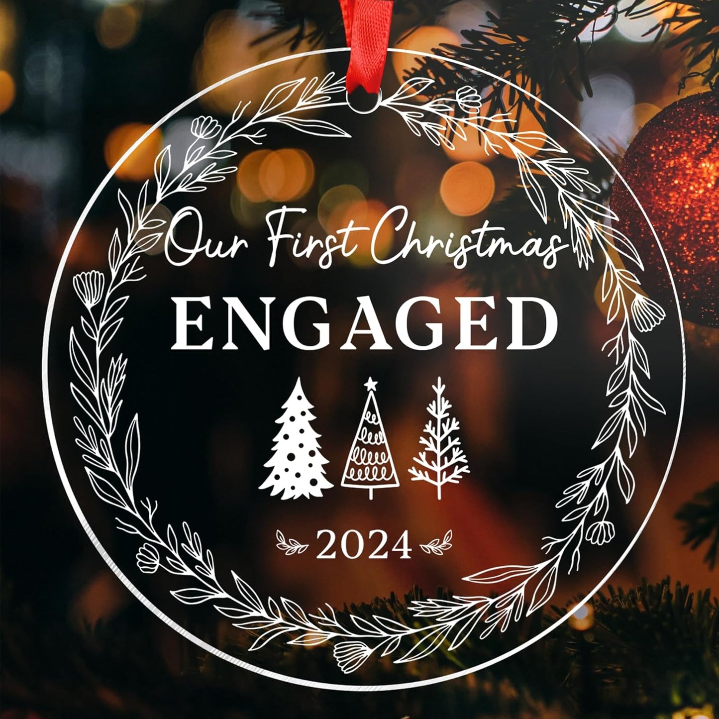 Engagement Gifts for Bride, Our First Christmas Engaged 2024, Christmas Ornaments Newlywed Gifts for Her, Wedding Gift for Couple, Engagement Ornament 2024, Engaged Christmas Tree Ornament