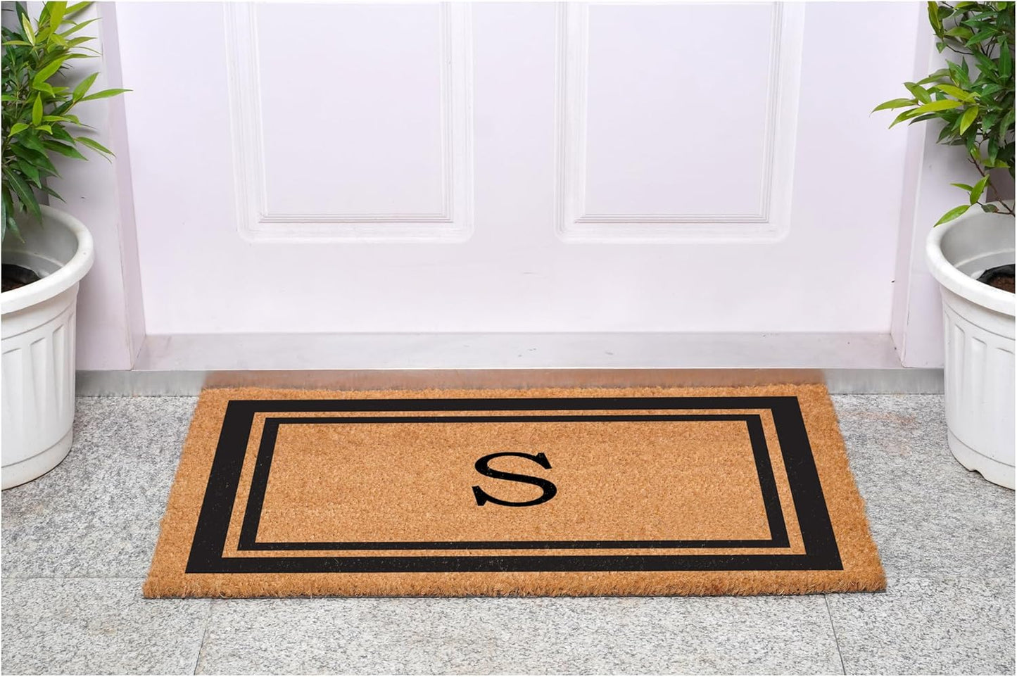 Calloway Mills 152961830S Black Border 18" x 30" Monogram Doormat, (Letter S)