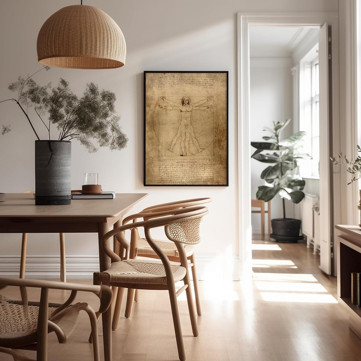 Poster Master Vintage Leonardo Da Vinci Poster - Retro Vitruvian Man Print - Drawing Art - Renaissance Art - Gift for Men & Women - Decor for Living Room, Bedroom or Office - 16x20 UNFRAMED Wall Art