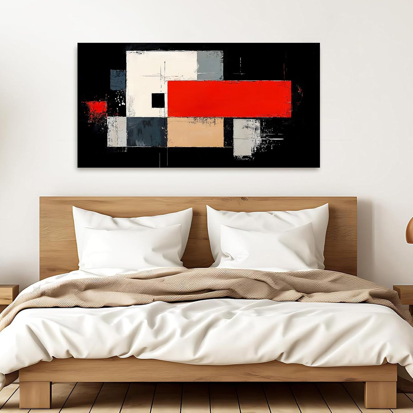 Abstract Wall Art Decor Wall Art Pictures for Living Room Abstract Canvas Art Wall Decor Black and White Wall Art Prints Artwork for Walls Modern Red Wall Art Decorations Home Office Decor 20" X 40"