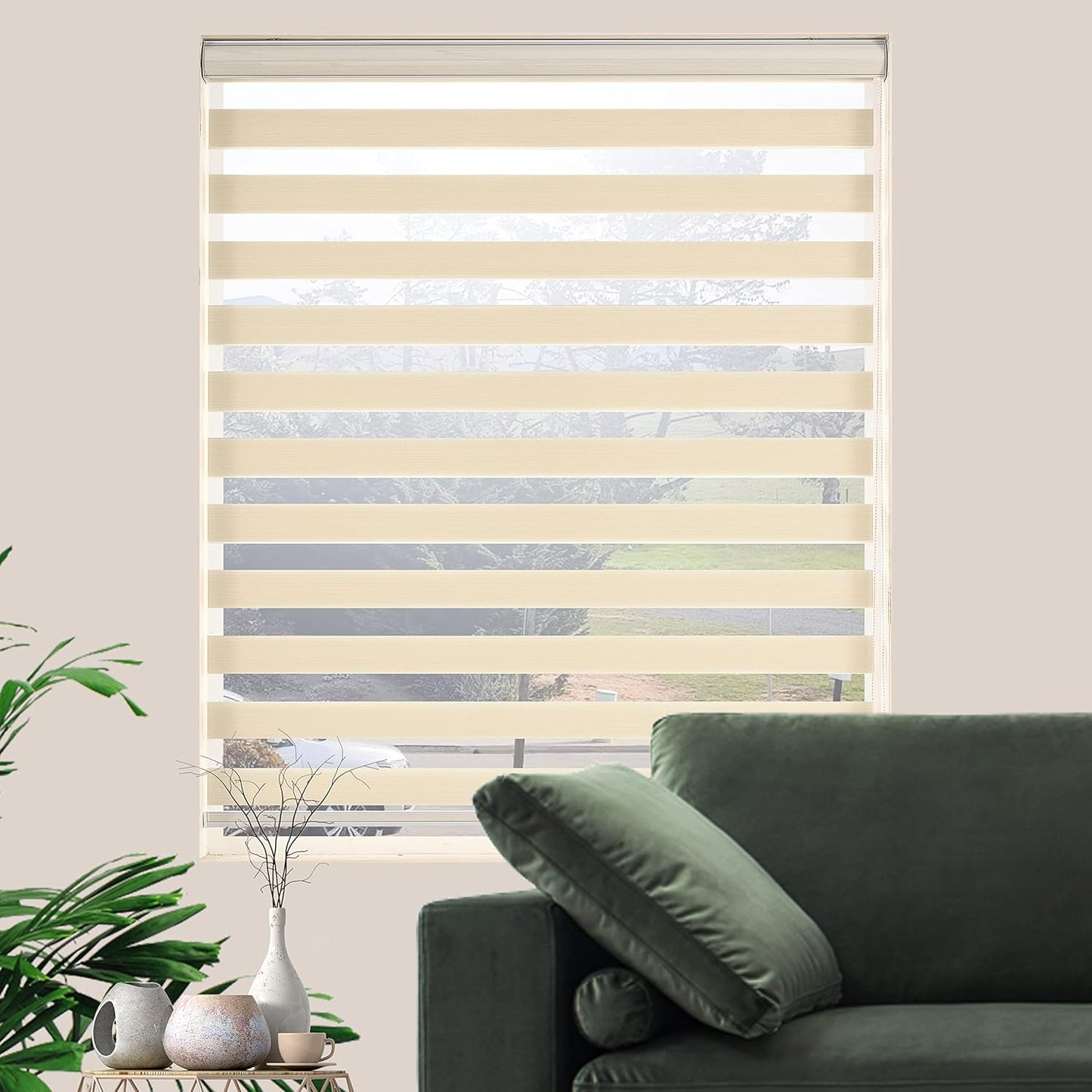 Zebra Blinds Window Blind Zebra Shade Blinds for Windows Roller Sheer Shades Privacy Light Filtering Shades for Home Kitchen Bathroom (Width 68'' X Height 72'' Cream)