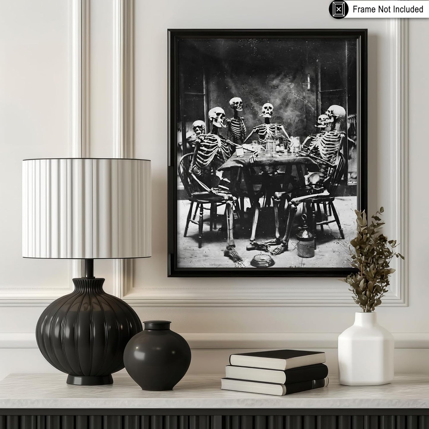 Poster Master Vintage Skeletons Smoking Poster - Retro Dinner Party Print - Skeleton Art - Halloween Art - Gift for Him & Her - Gothic Decor for Dorm, Living Room or Bedroom - 11x14 UNFRAMED Wall Art