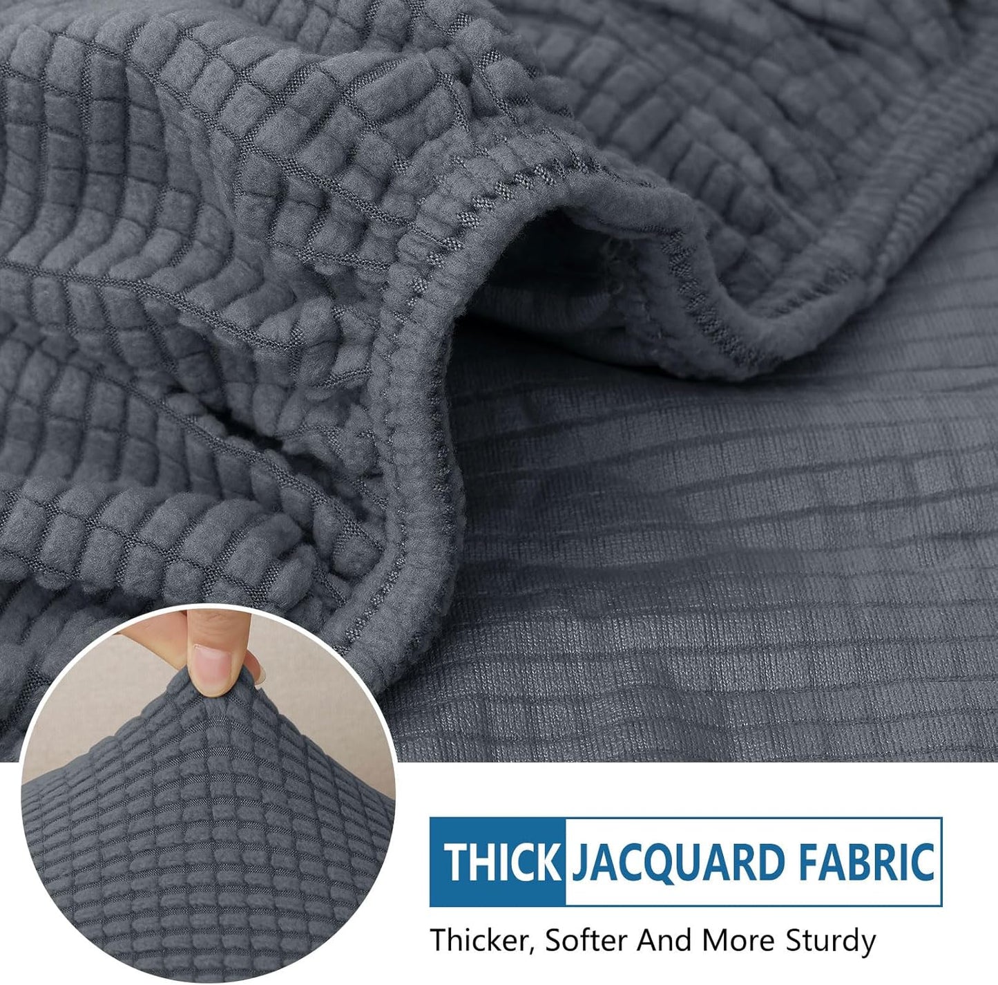 hyha Waterproof Couch Cushion Covers for Pets, Non Slip Sofa Seat Cover for Dogs Washable, Soft Thick Stretch Jacquard Fabric, Sofa Slipcovers with Elastic Bottom (1 Piece for Medium, Grey)