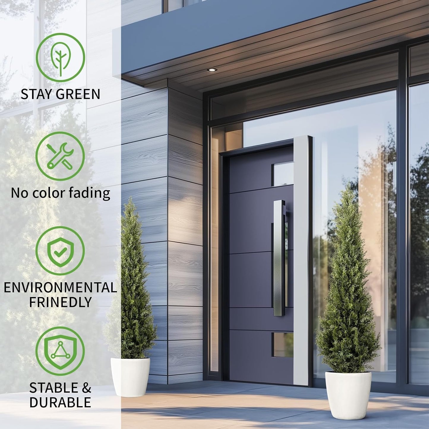 Artificial Cedar Topiary Trees 2 Set, Realistic Fake Cypress Tree Tall Faux Pine Shrubs Plants Artificial Cypress Trees for Home Offices Porch Decor (Cedar Topiary Trees, 5FT)